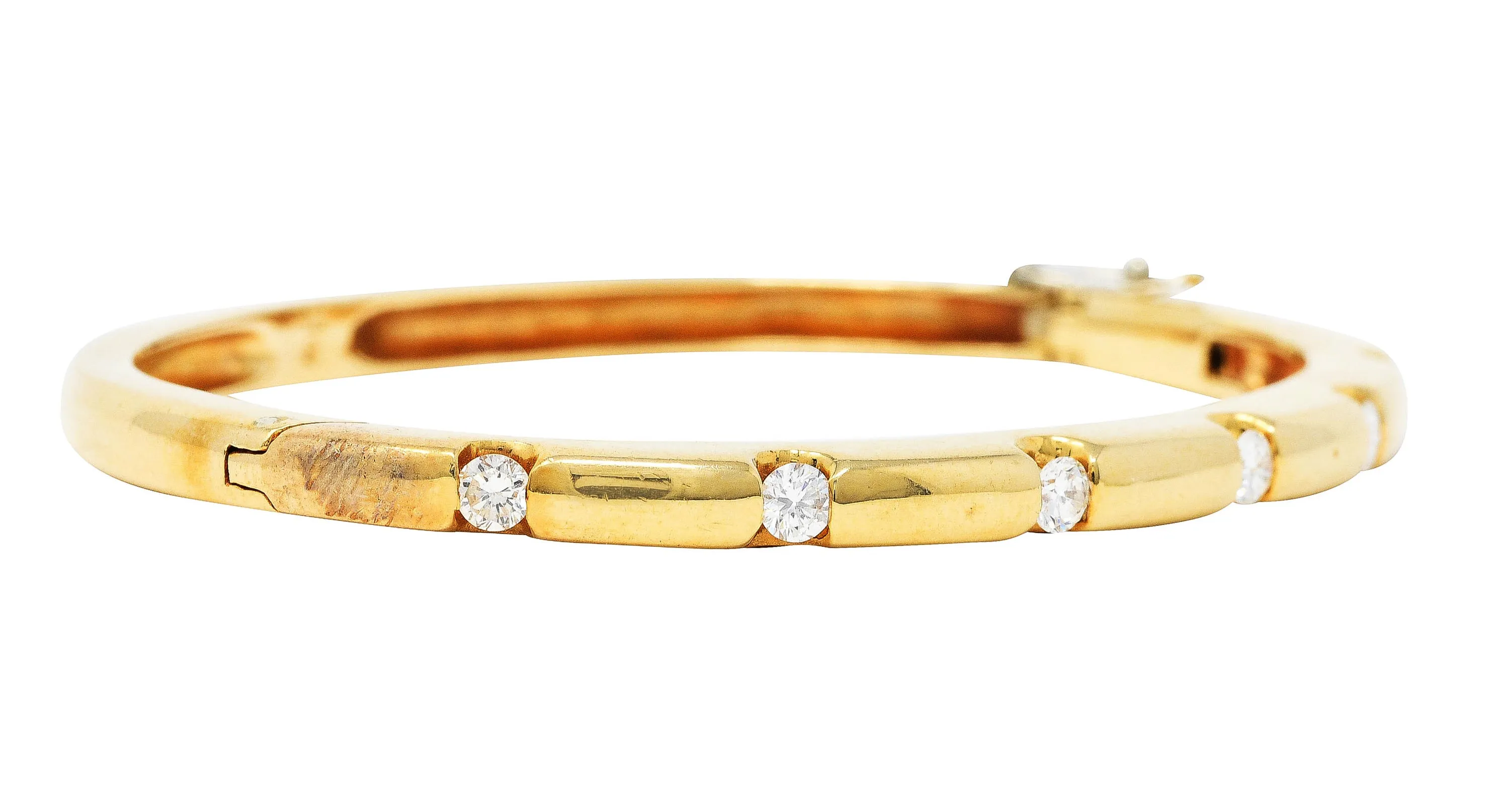 Vintage 0.95 CTW Diamond 14 Karat Gold Bangle Bracelet