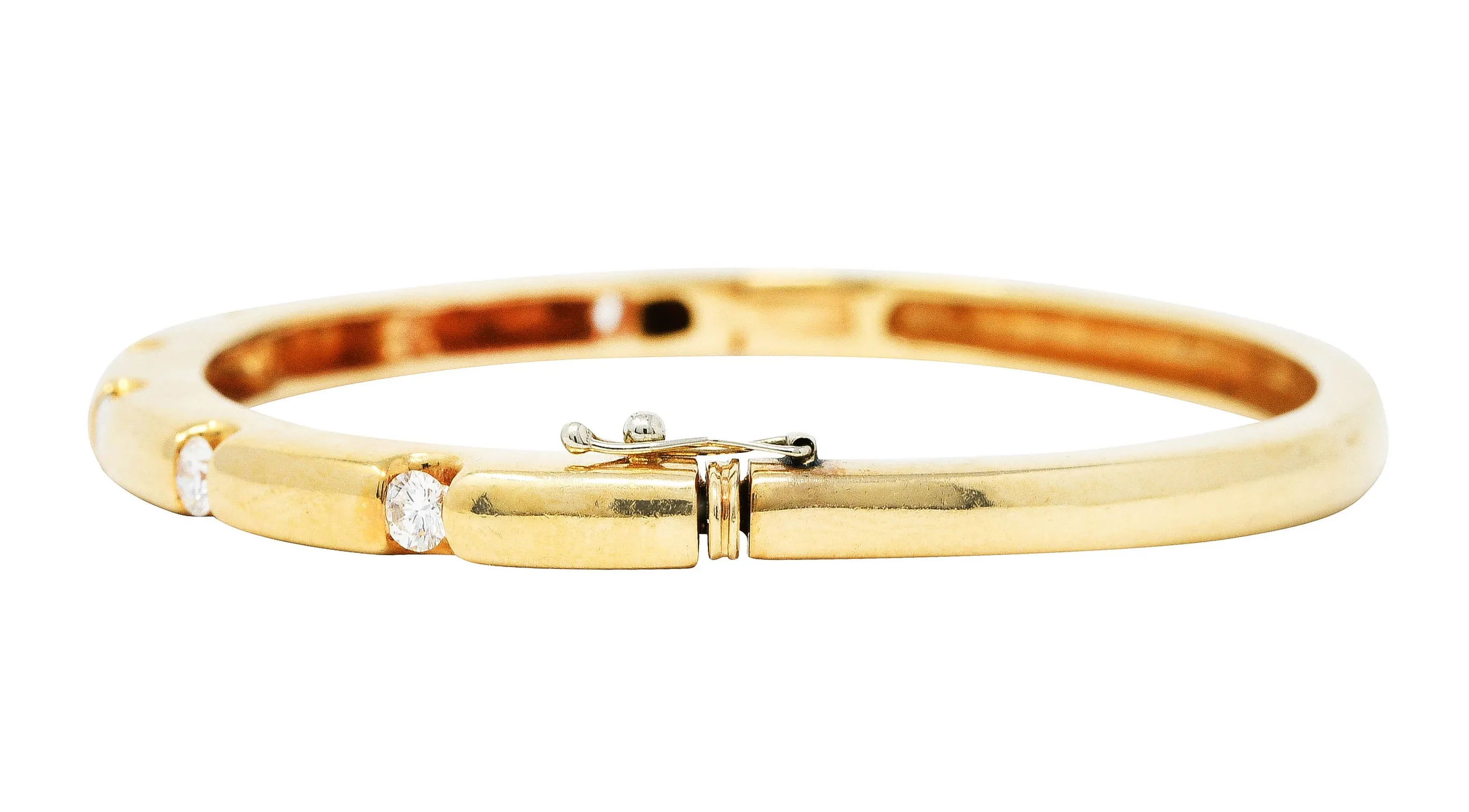 Vintage 0.95 CTW Diamond 14 Karat Gold Bangle Bracelet
