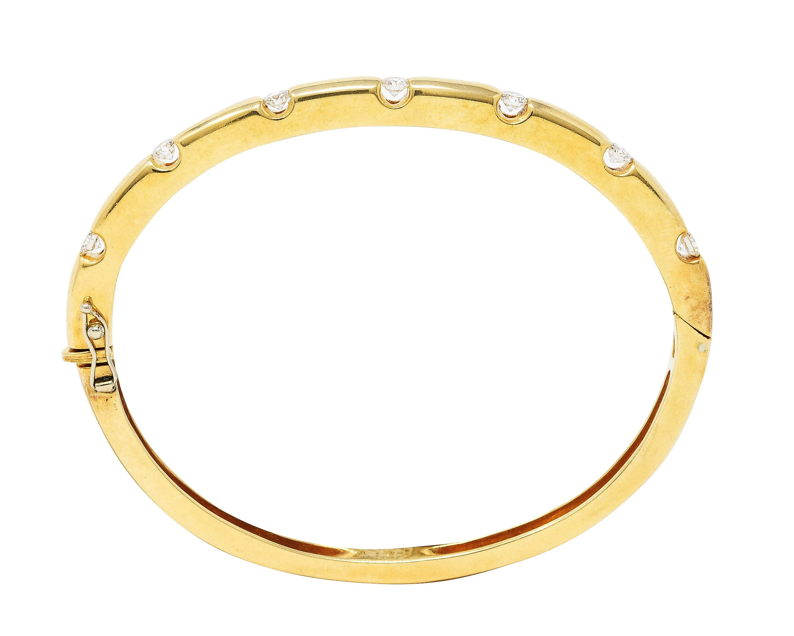Vintage 0.95 CTW Diamond 14 Karat Gold Bangle Bracelet