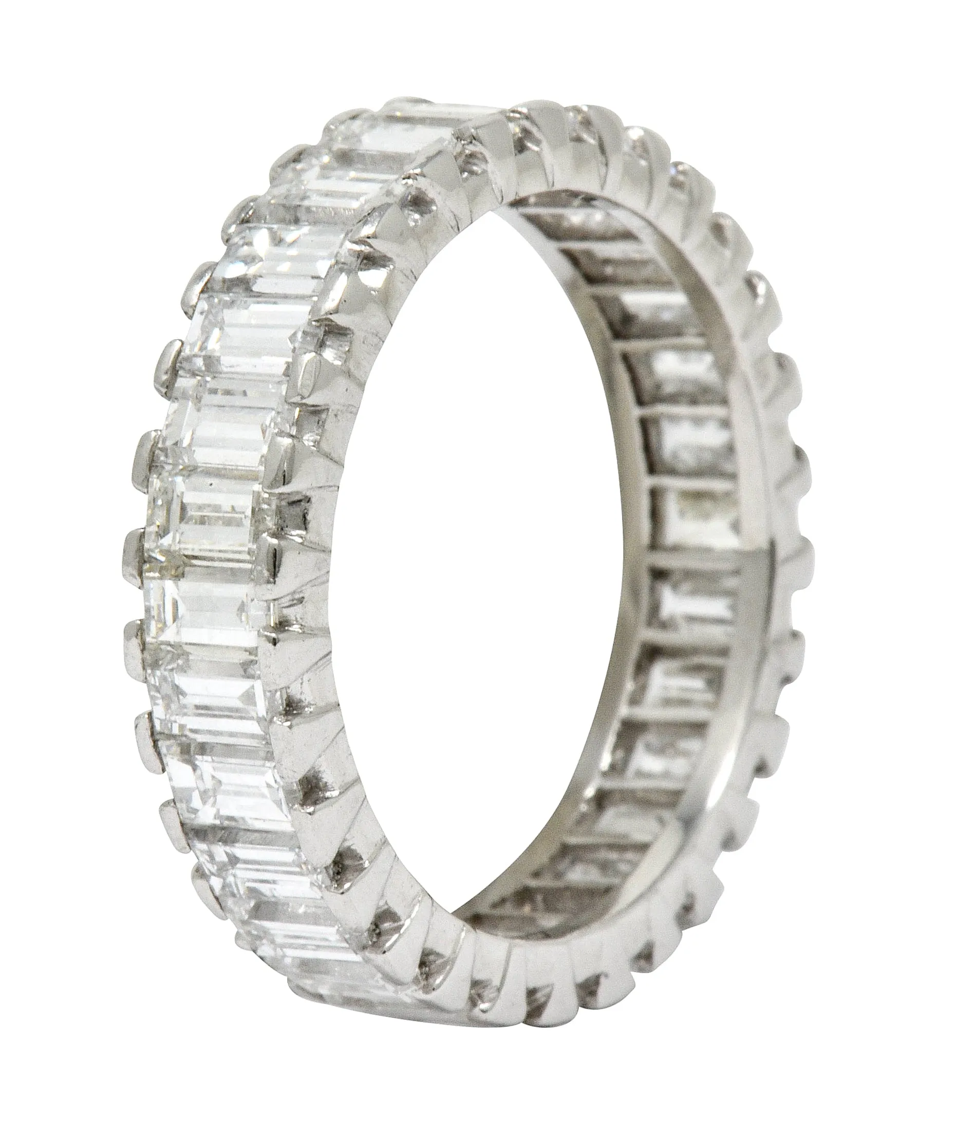 Vintage 3.80 CTW Diamond Platinum Eternity Band Ring