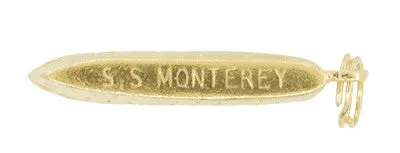 Vintage "SS Monterey" Luxury Cruise Ship Charm in 14K Gold