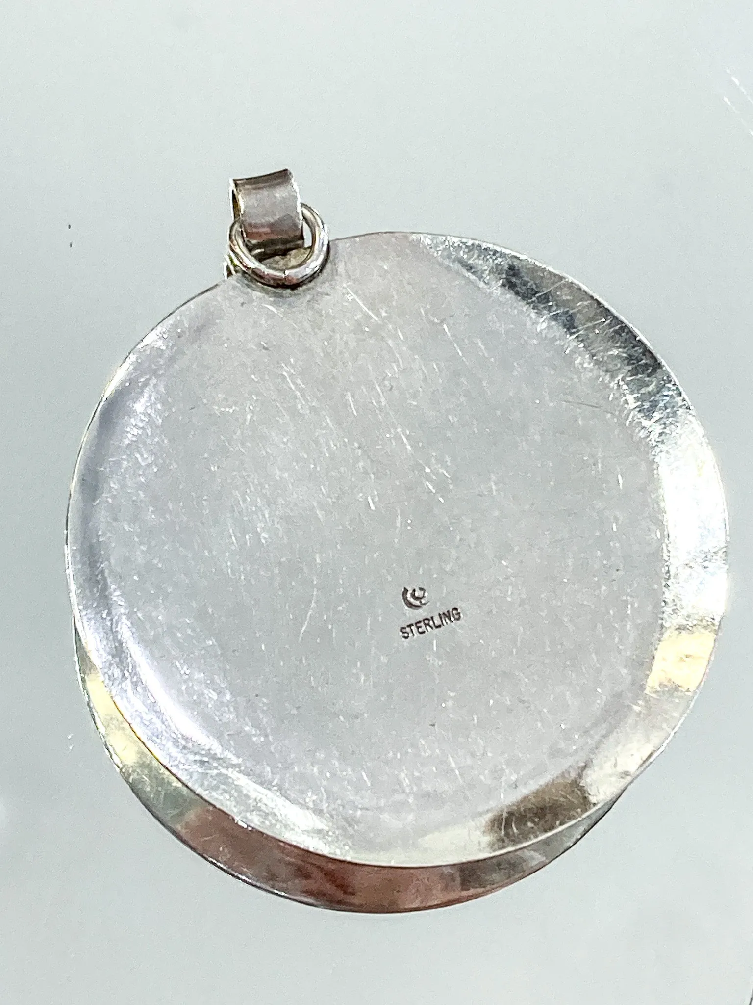 Vintage Sterling Silver Leopardskin Jasper Stone Statement Pendant