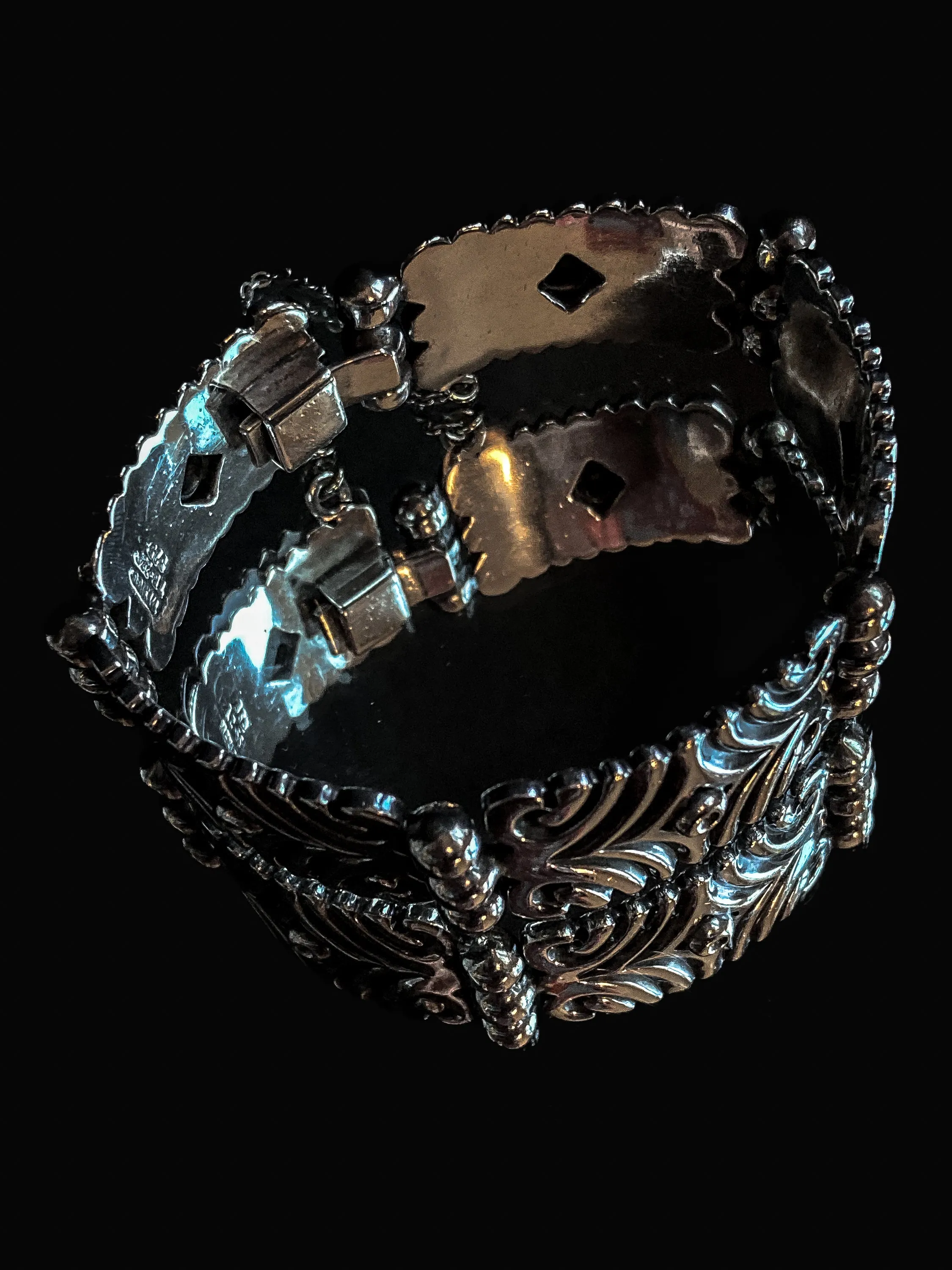 Vintage TAXCO Aguilar Style Mexico Sterling Silver Modernist Cuff Bracelet