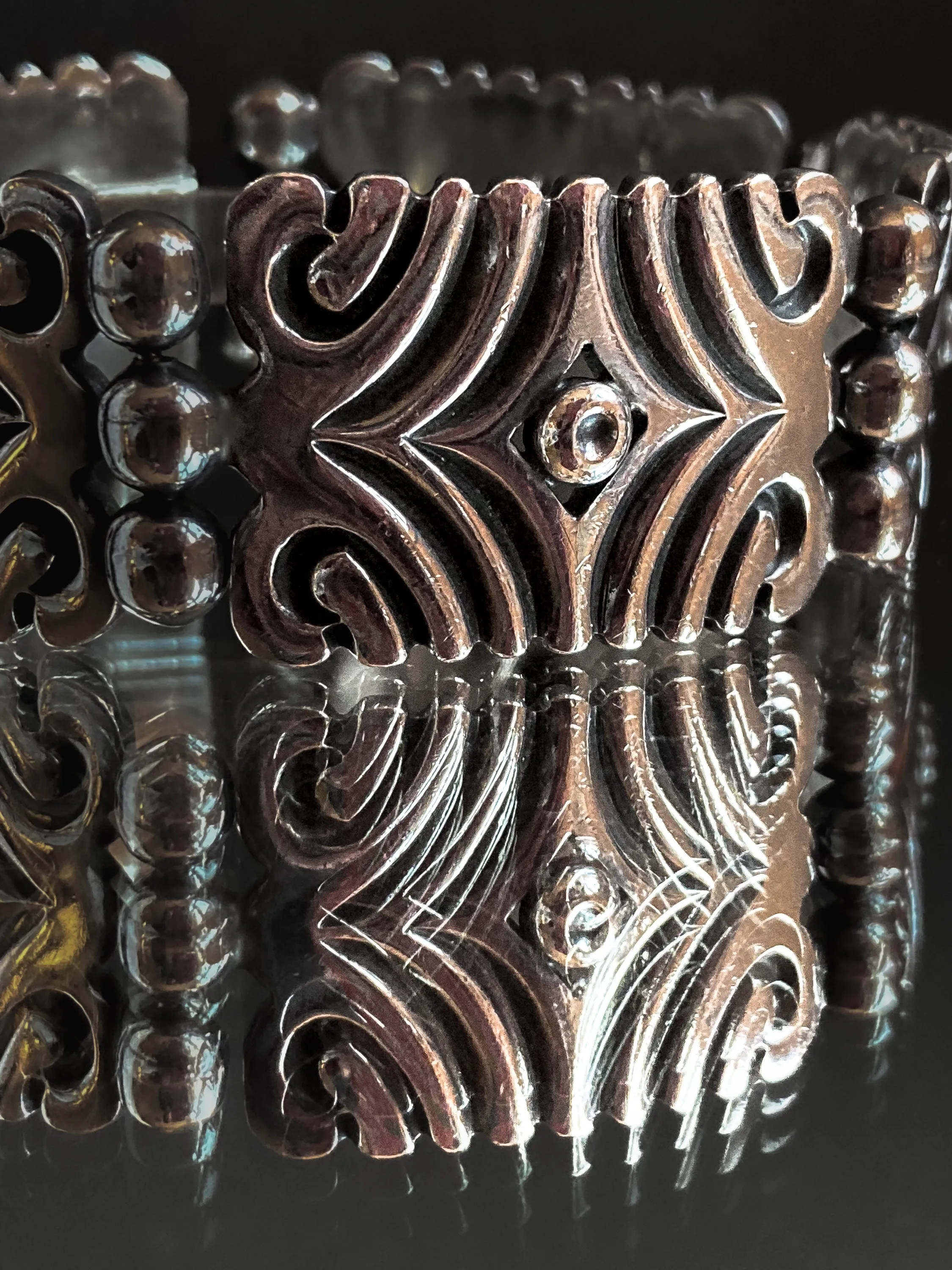 Vintage TAXCO Aguilar Style Mexico Sterling Silver Modernist Cuff Bracelet