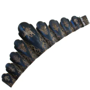 Vintage Thai Nakon Silver Bracelet Scalloped Panel Bracelet with Elephants and Thai Dancers