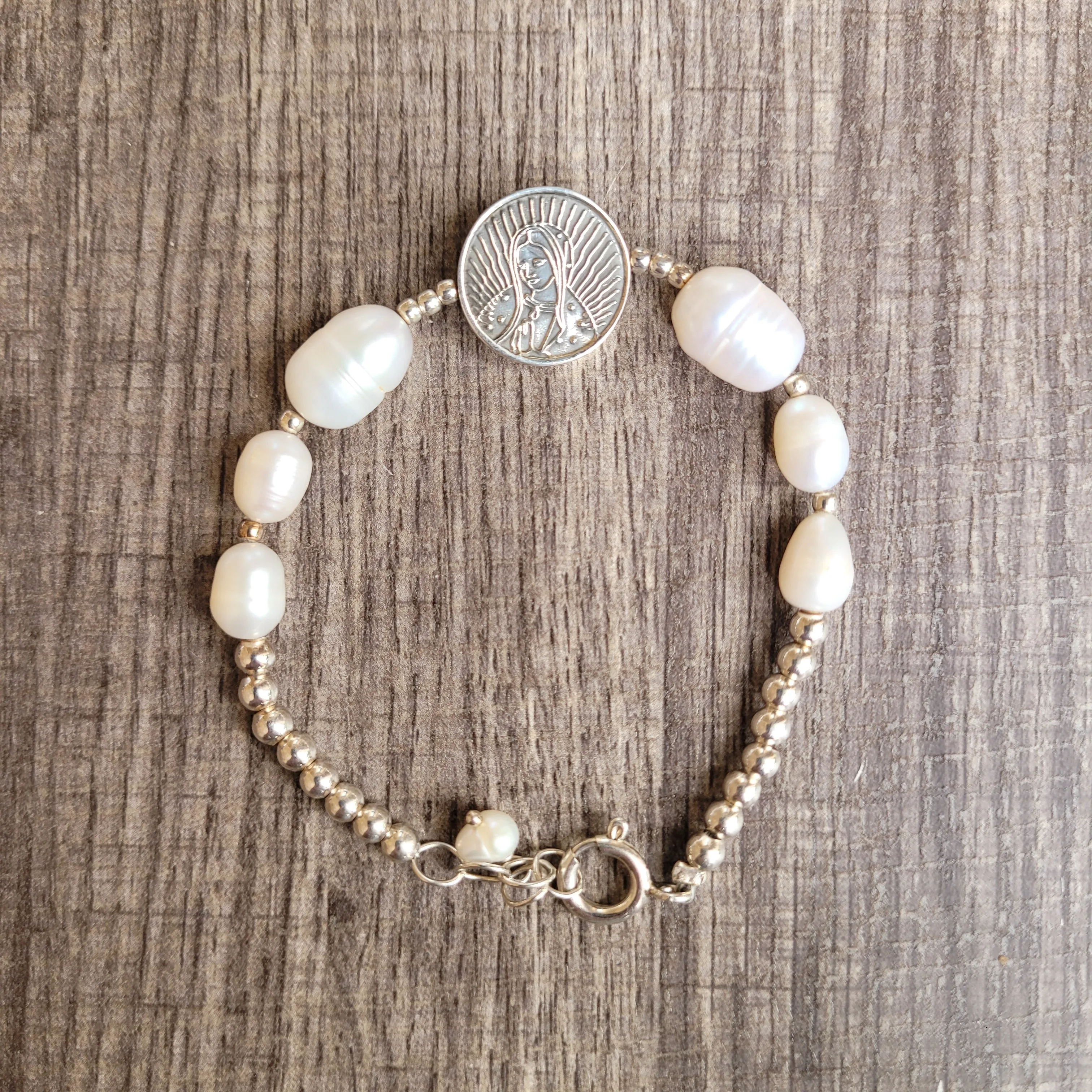Virgen / pearls 925 silver bracelet