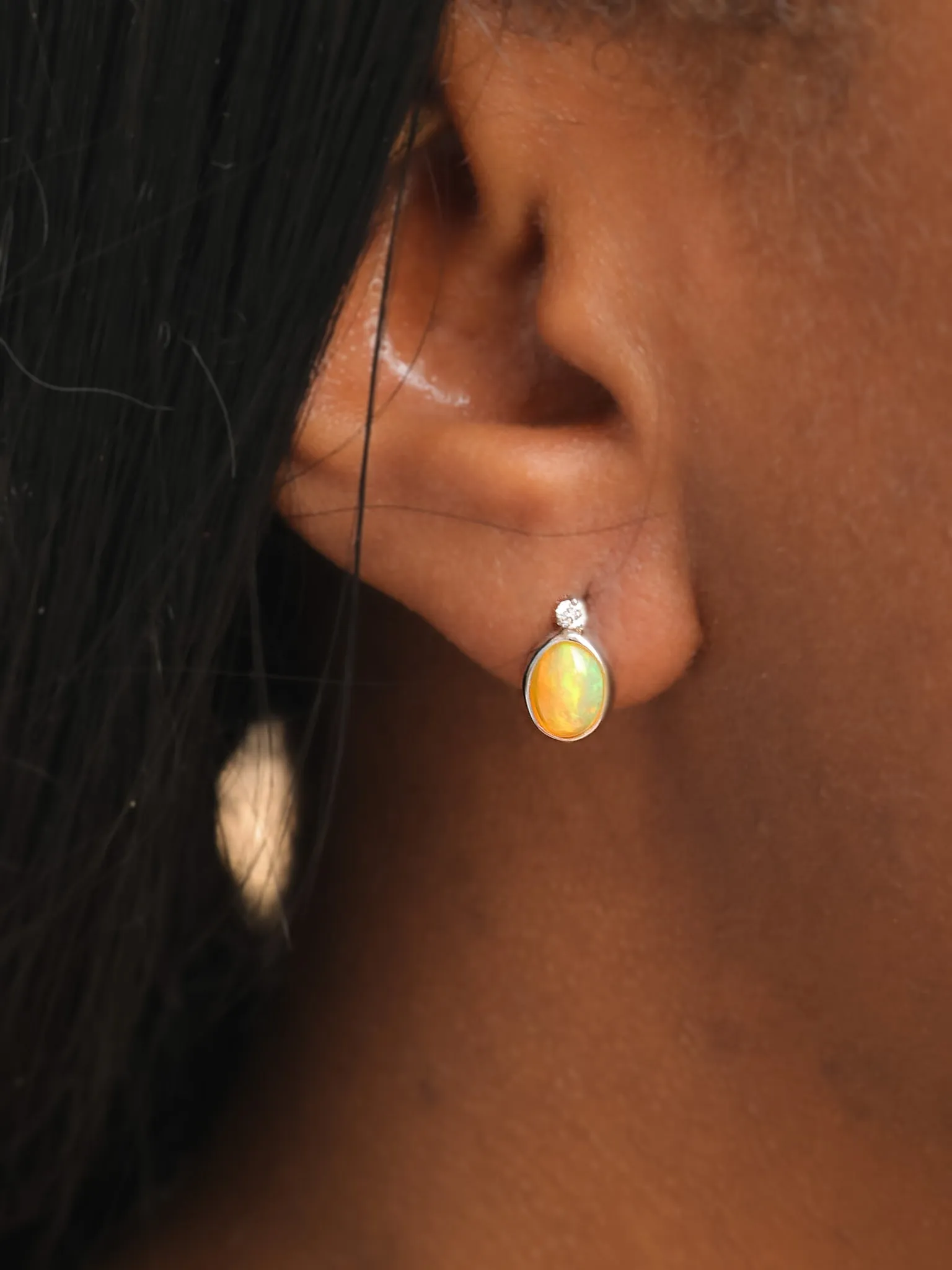 Whimsy Golden Opal Silver Earrings