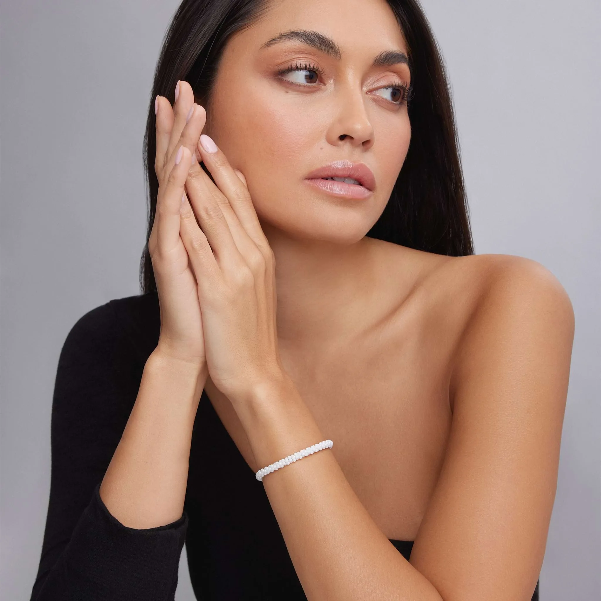 White Caviar White Ceramic Caviar Beaded Bracelet