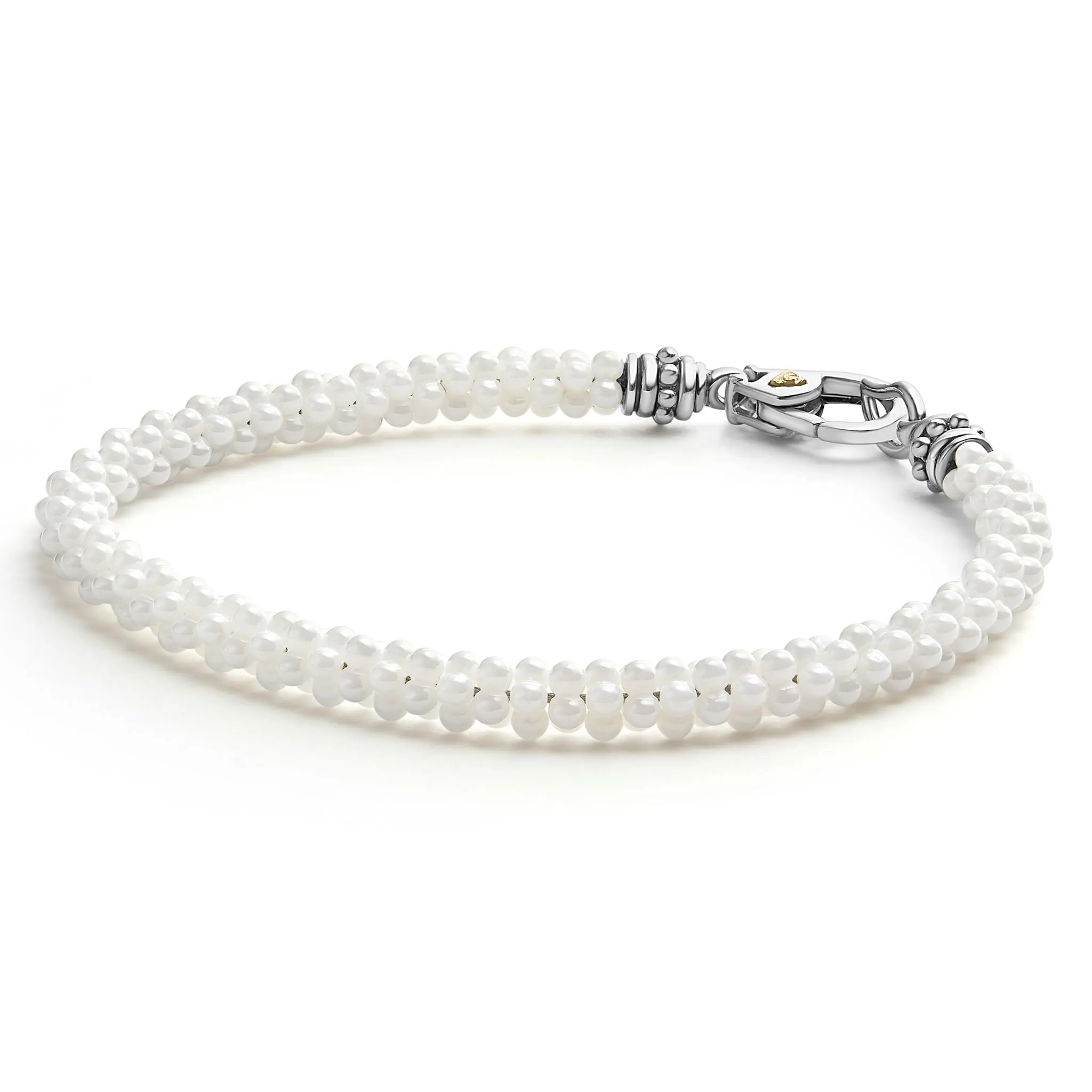 White Caviar White Ceramic Caviar Beaded Bracelet