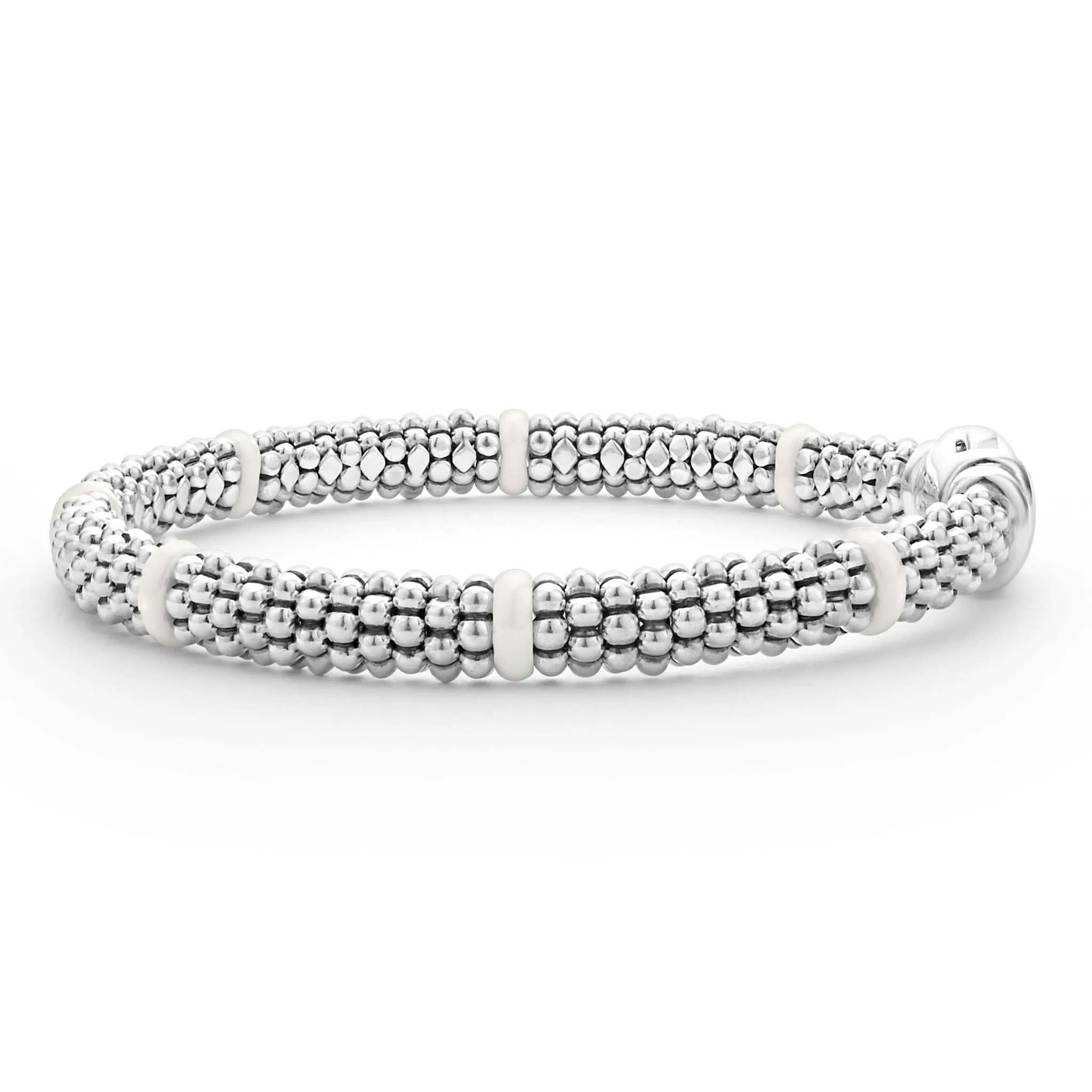 White Caviar White Ceramic Station Caviar Bracelet | 6mm