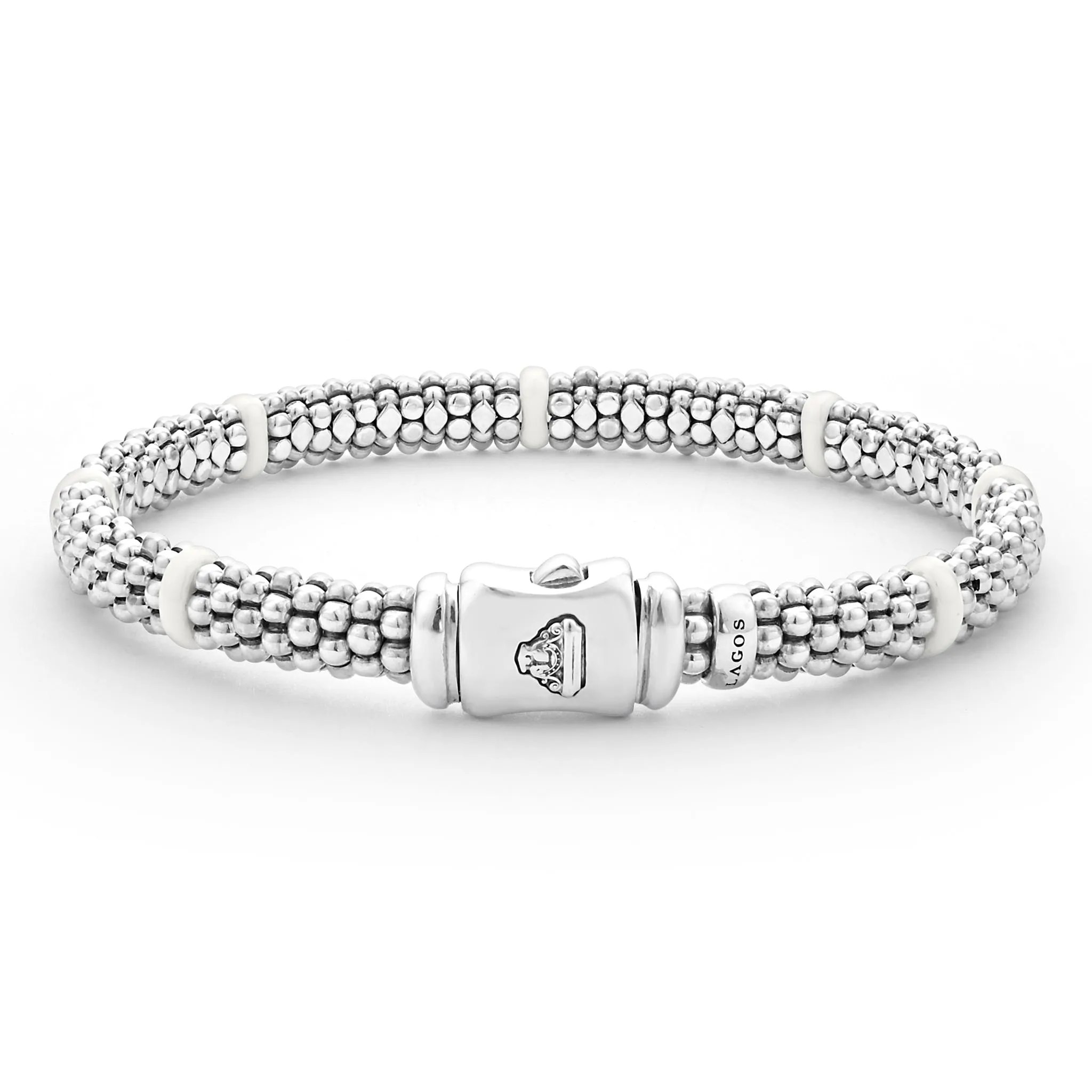 White Caviar White Ceramic Station Caviar Bracelet | 6mm