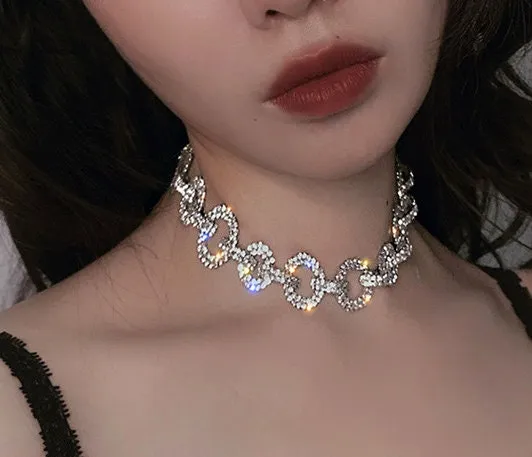 Womens Necklace | Silver Womens Necklace | Iced Out Necklace | Crystal Necklace | Iced Out Chain | Silver Necklace | Womens Necklace Diamond