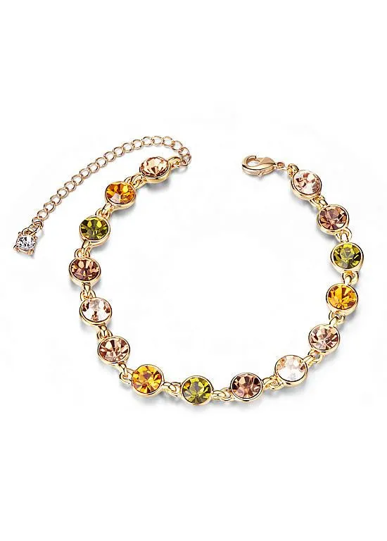 Yellow and Green Round Austrian Crystals Bracelet