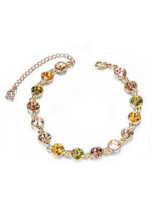 Yellow and Green Round Austrian Crystals Bracelet
