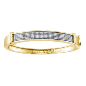 Yellow-tone Sterling Silver Womens Round Diamond Five Row Bangle Bracelet 3/4 Cttw