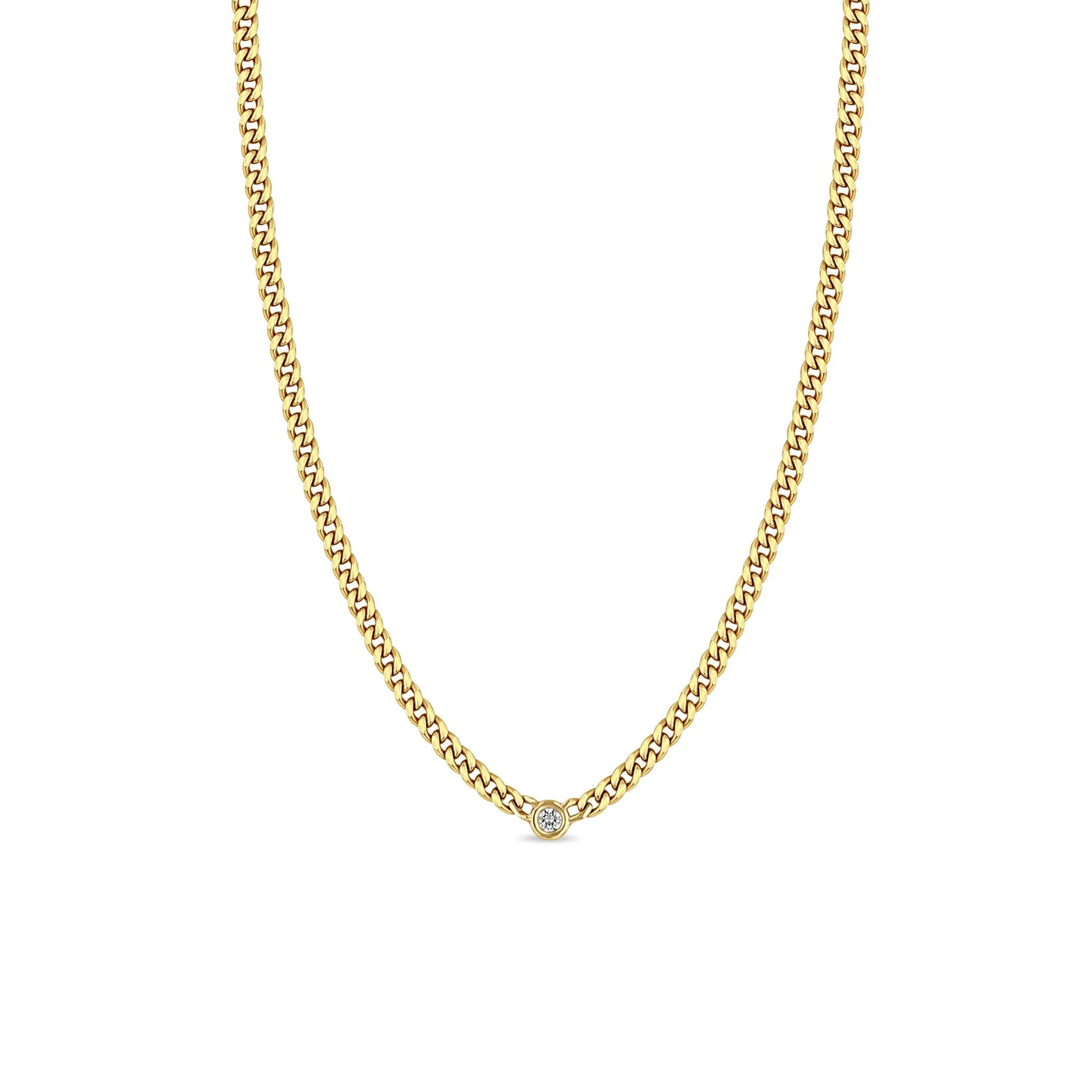 Zoë Chicco 14k Yellow Gold Curb Chain Diamond Necklace